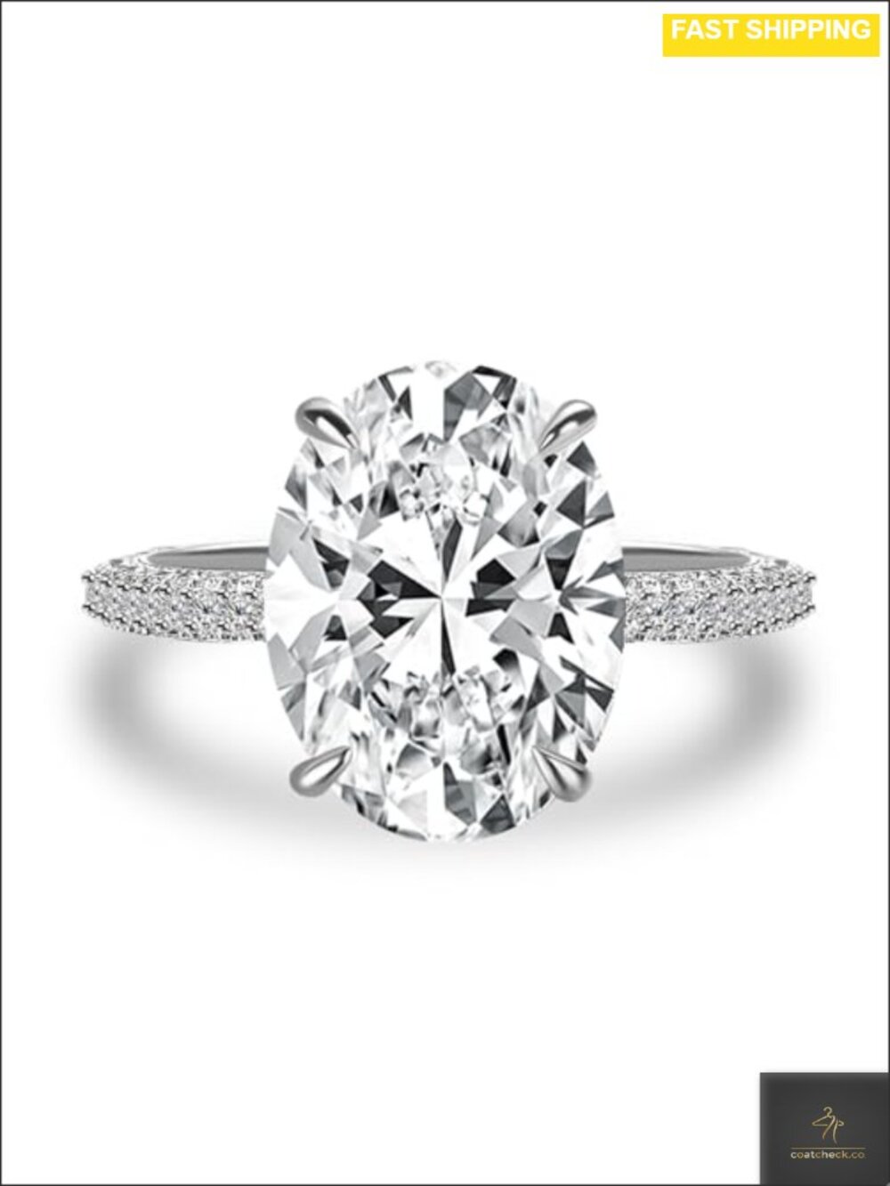 RODIFFY Oval Cut CZ Promise Ring 925 Sterling Silver Plated 6.5CT